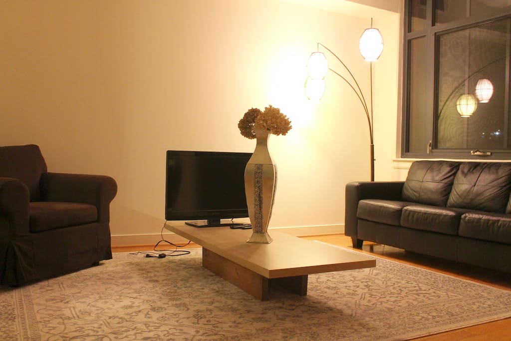 There is a sofa and a fold-down futon you can sleep on. Please note this is NOT for private room.