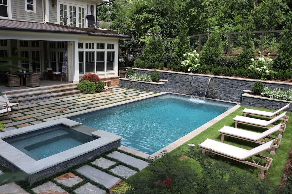 Pool & Hot Tub with open heated back porch