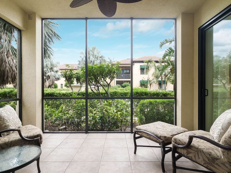 Relaxing in the comfortable & tranquil setting of your own private screened lanai