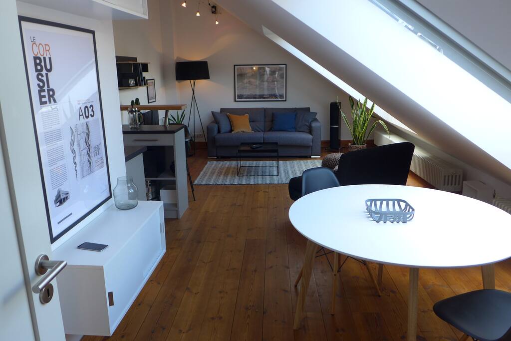 1-Room -Studio with Table & sleeping couch plus bed chair