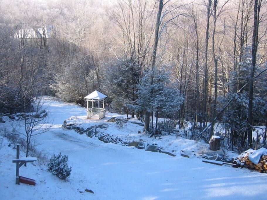 Gazebo at end of driveway