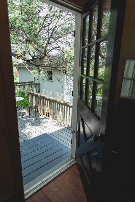 Private second floor patio overlooks courtyard
