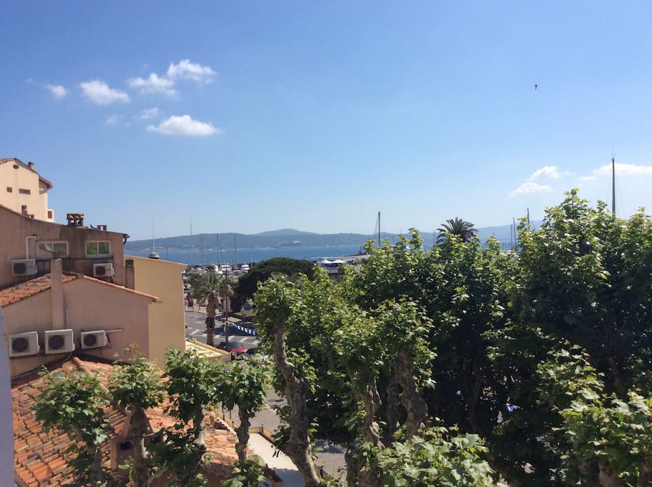 View from balcony, St. Tropez in the distance