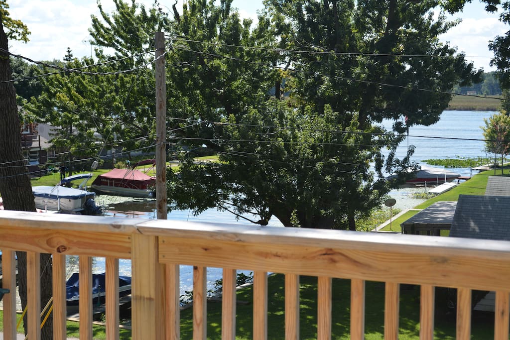 View from deck of Lake Wawasee; Boat slip included