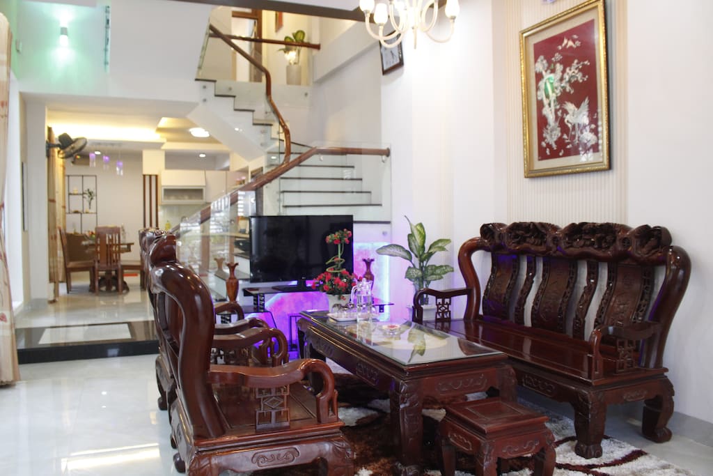 The living room with full furnitures
