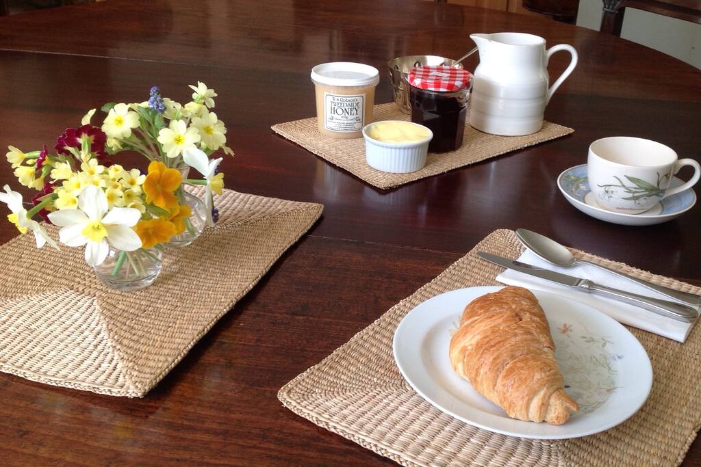 Breakfast- fresh eggs if the hens are being helpful