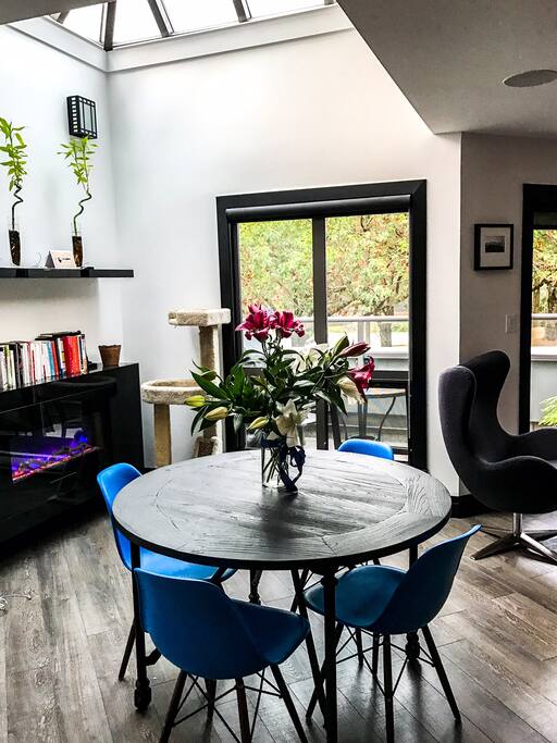 Well lit dining area
