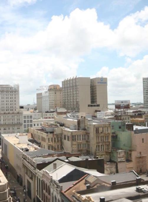 The view from your window looking east at the French Quarter.
