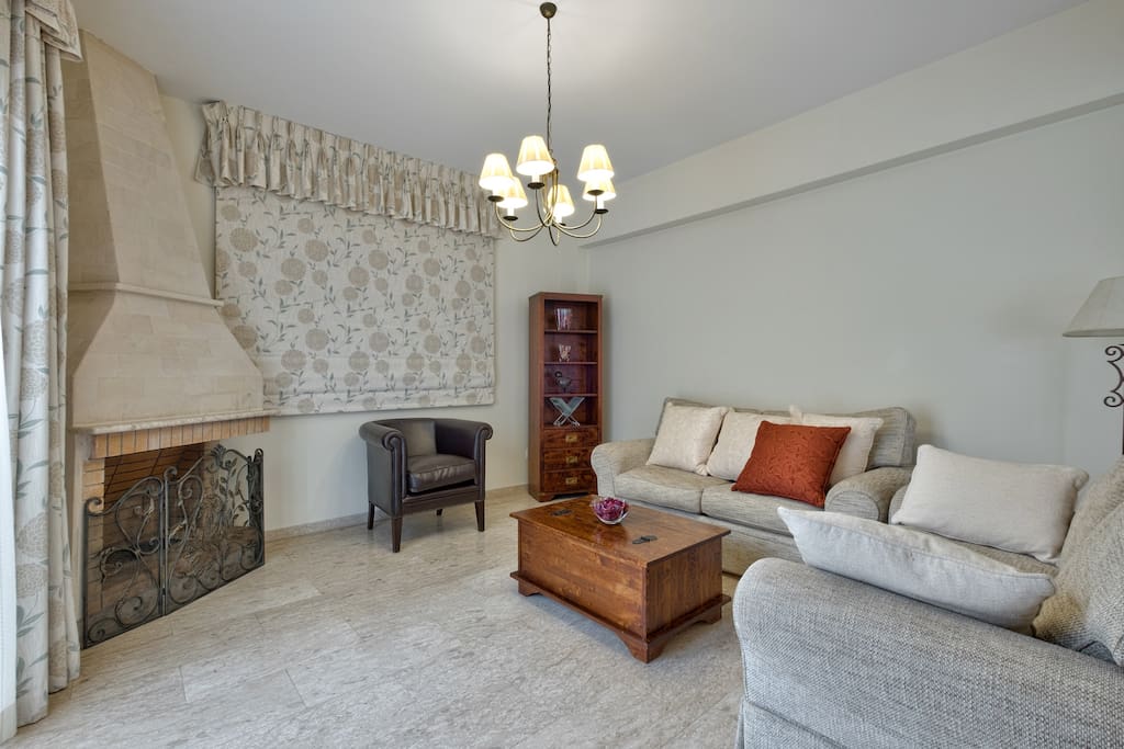 Living area with fireplace