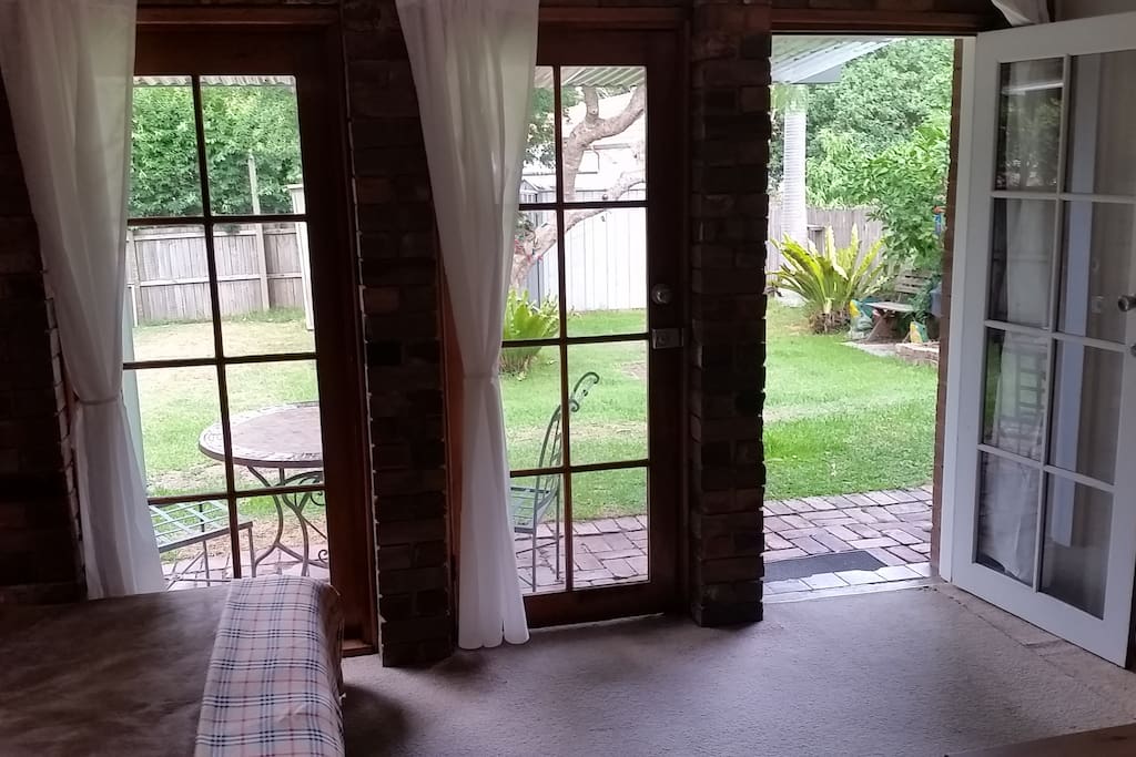 View from room to large back yard
