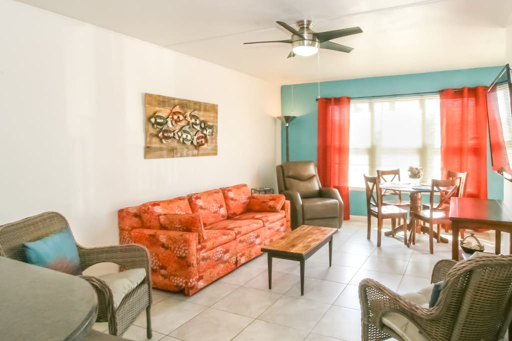 Living area with sofa bed