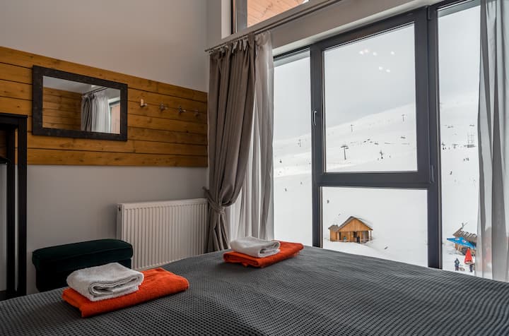 带全景窗户的卧室