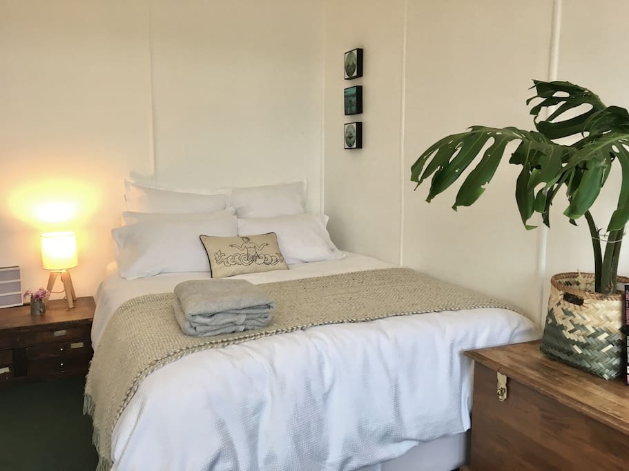 A big comfy bed with all the trimmings