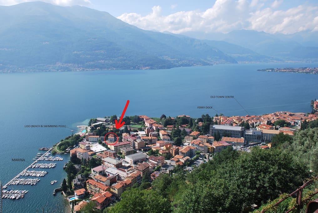 the town of Bellano and the location of the house