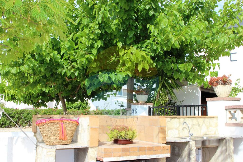 Amplia terraza exterior con barbacoa