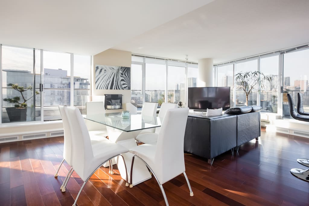 contemporary open dining area