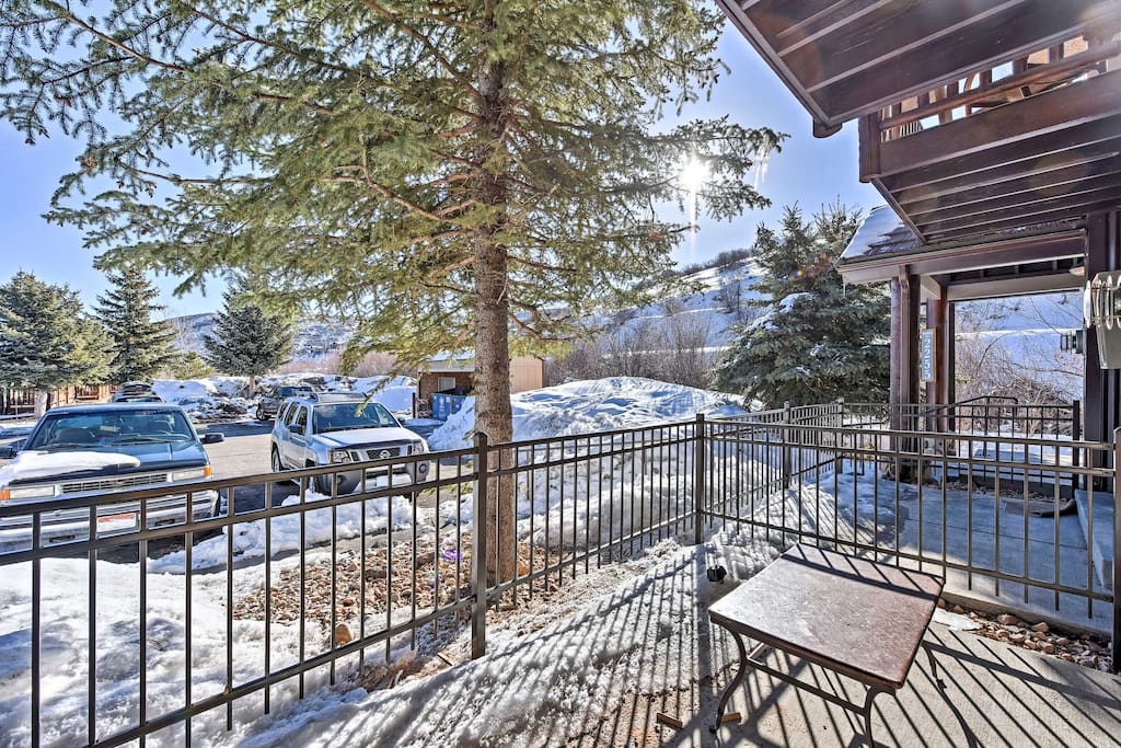 Store your snowy skis or snowboard on the patio while you cozy up inside.