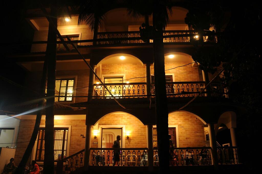 Exterior view of the house at night