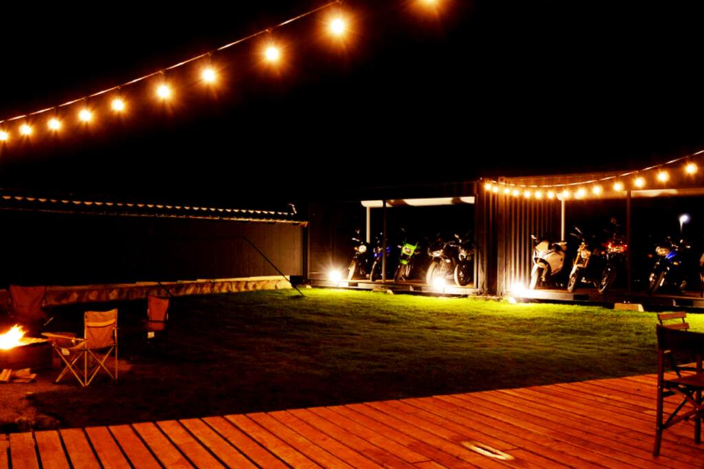 Garden space & Motorcycle exclusive garage.