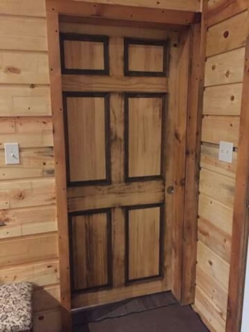 sliding barn door on the bathroom