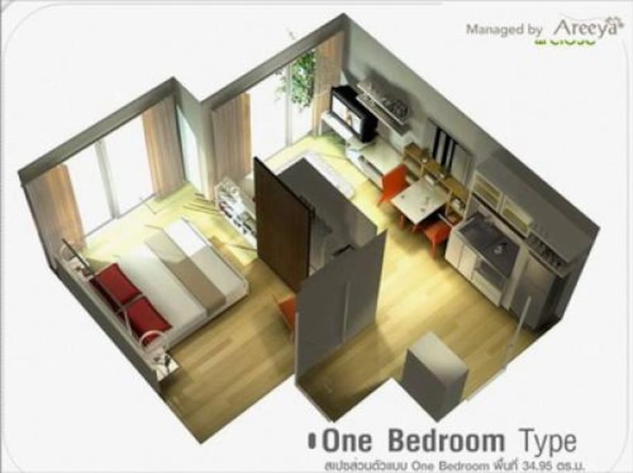 3D mock-up of the actual room and living space