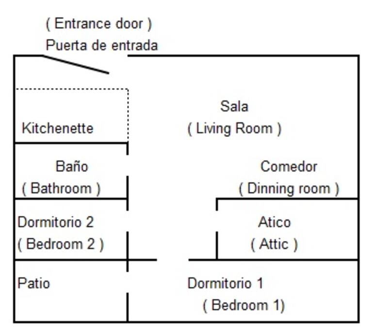 Plano de la casa 90 metros cuadrados, cuenta con patio lavadero y tendedero.