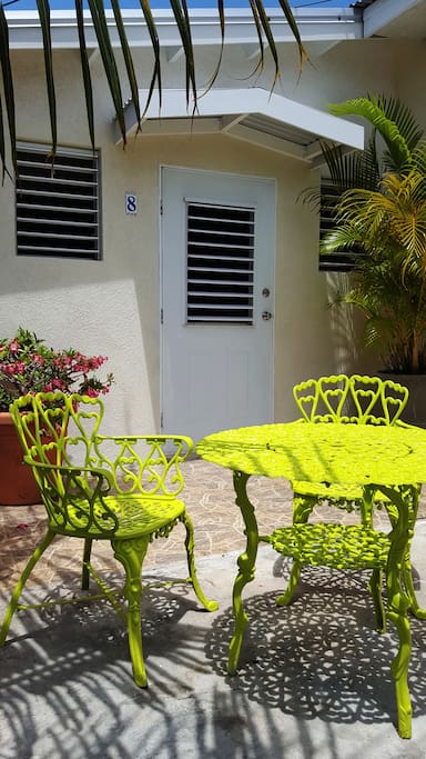 View of courtyard/entrance to studio apartment
