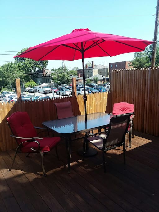 Wake up and have a cup of coffee on the private patio.