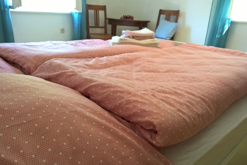 Helles Zimmer mit 140m Doppelbett.