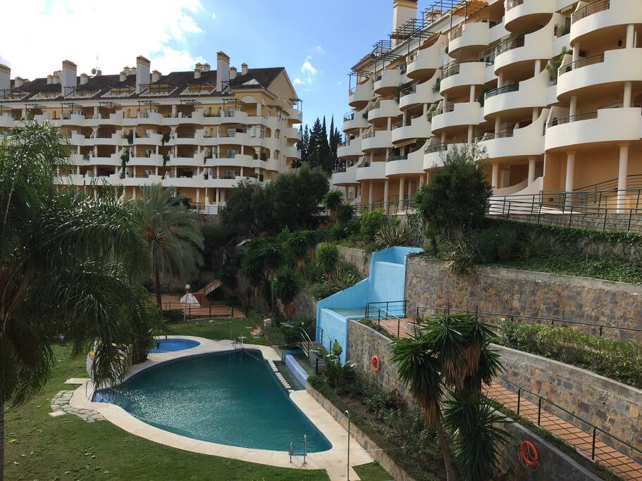 Swimming pool 1 of 2, With sunbed and shades