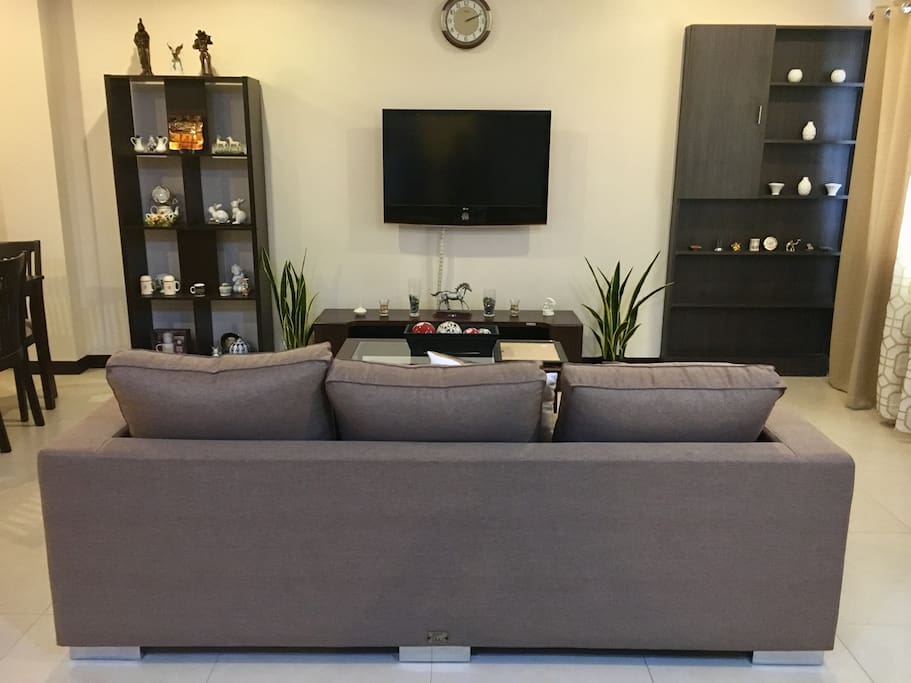Living room with Cable television