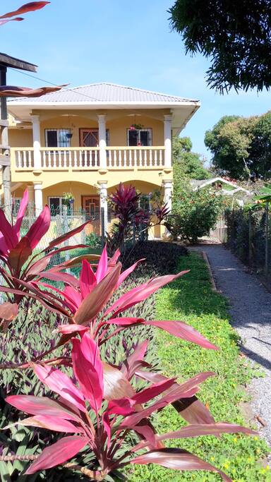 Walk up private lane to house
