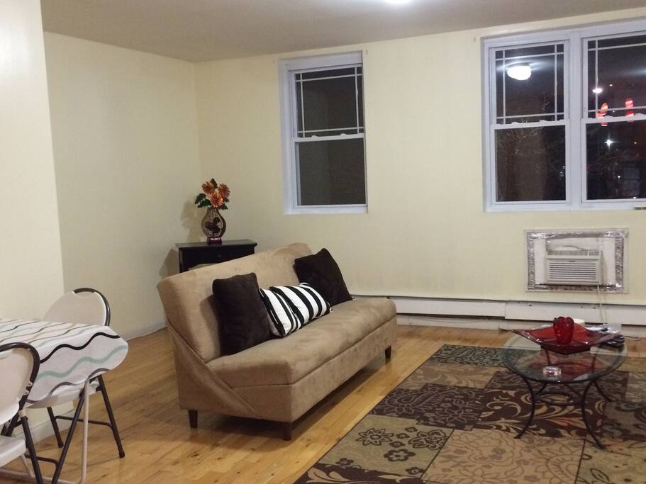 Large dining and living room area.