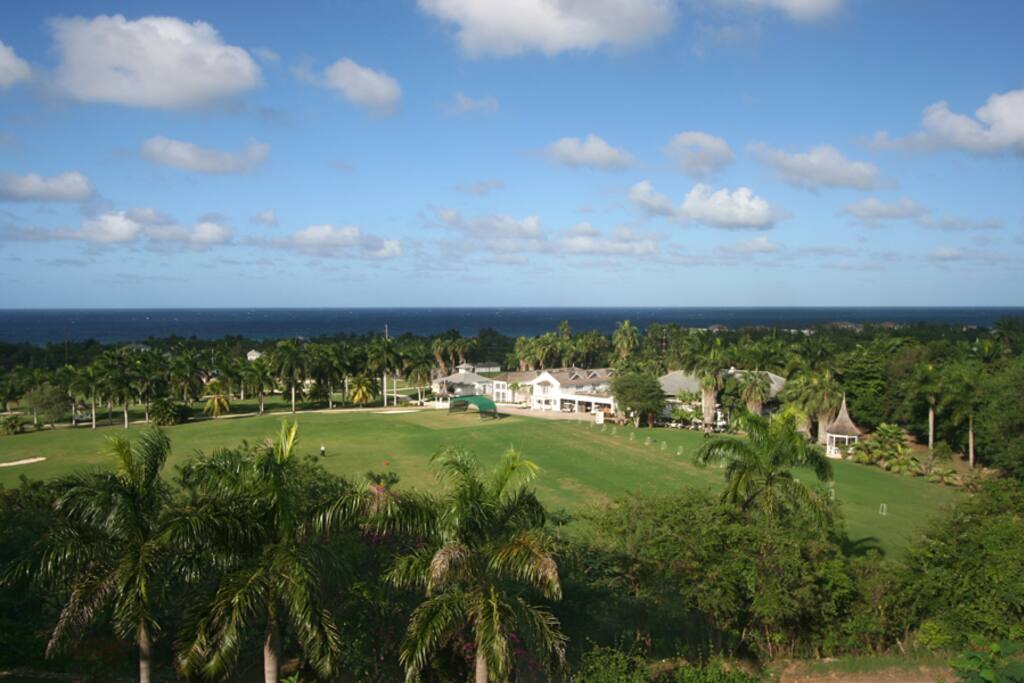 From its lofty perch, it commands a vast and beautiful view over the famous Half Moon Robert Trent Jones golf course, pro shop, first fairway and the deep blue Caribbean Sea.