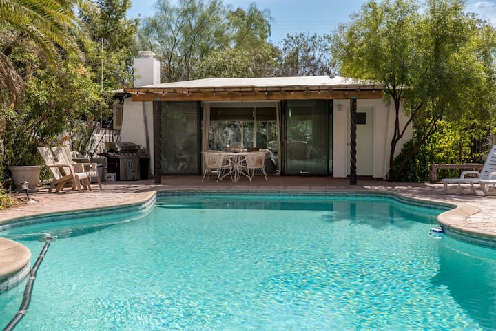 Central and Stylish Midcentury Pool House