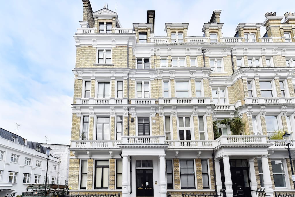 The flat is on the fourth floor of an elegant Victorian block