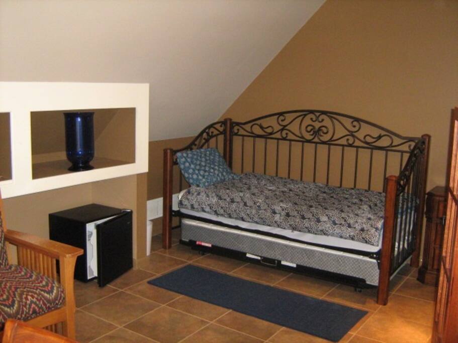 Bedroom 1 with Private Bath and Mini-Fridge