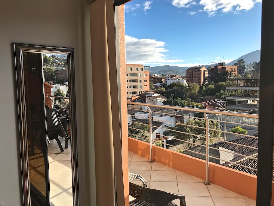 View from bedrooms with sliding doors onto terrace