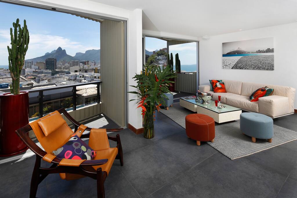 Living room with balconies