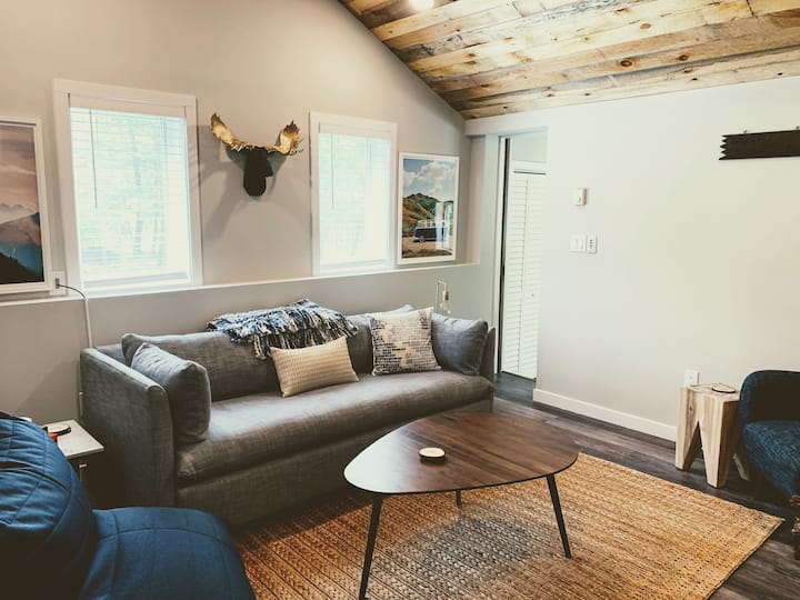 Verzamel in de comfortabele familiekamer voor spelletjes of een goede film bij de open haard. Deze kamer heeft een queensize slaapbank van traagschuim om als extra privéslaapkamer te dienen.