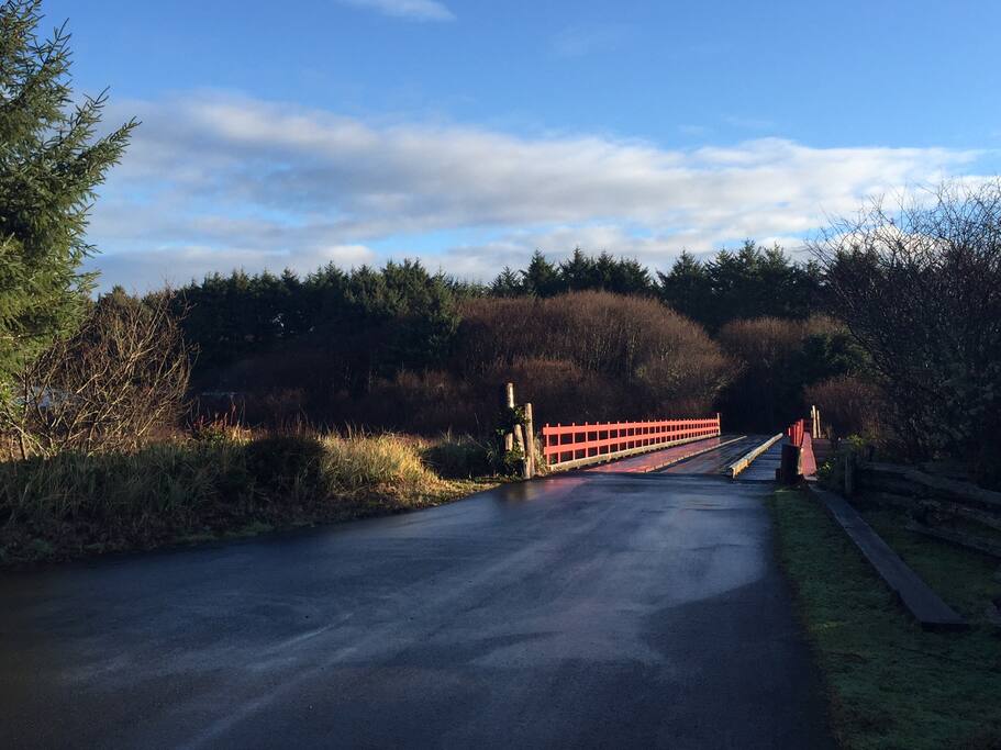 The bridge you drive across to the property.