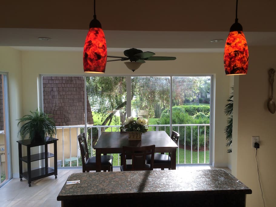 Wine cellar and a dinning table with a great view!