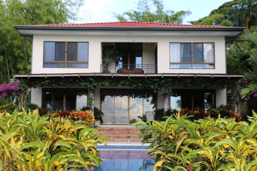 Back of the home faces the jungle with peak ocean view