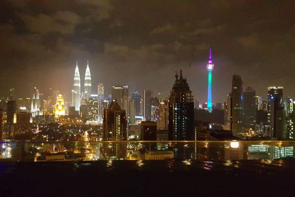 Rooftop infinity pool view on 2016 new year's eve