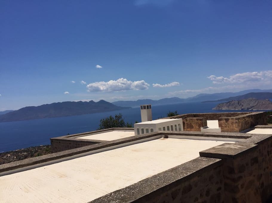 As you arrive you see the terrace
with the skylight and view of the Peloponese