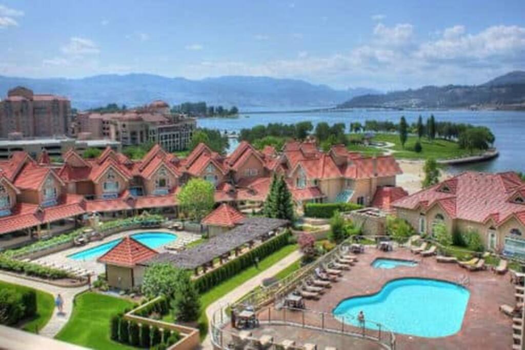 Outdoor pool and hot tub
