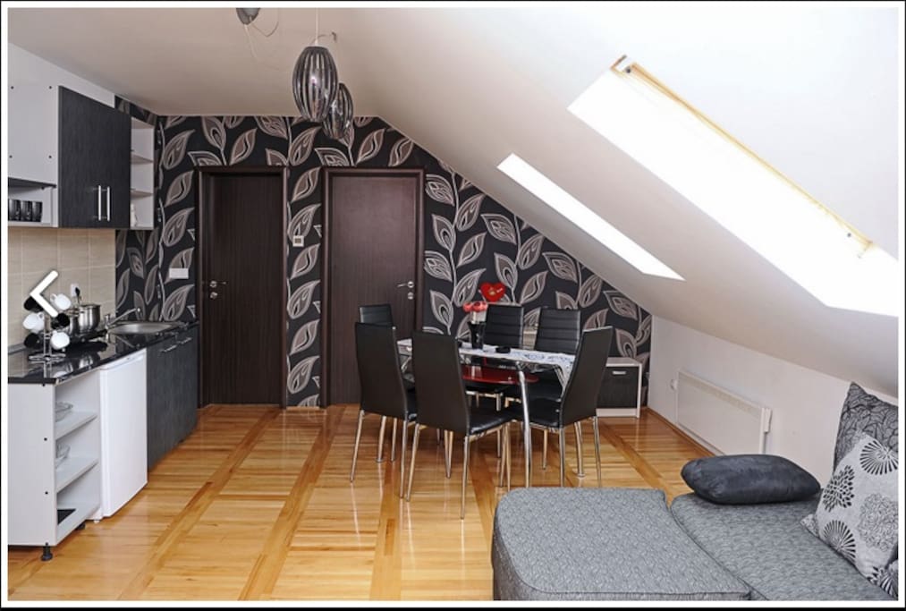 living room and kitchen