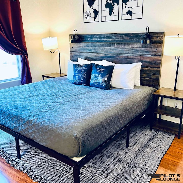 Captain’s Suite King Bed, Nightstands with USB Charging Ports. King Mattress: 14" total height, 12" modern memory foam mattress + 2" gel-cooling foam topper for optimal comfort!