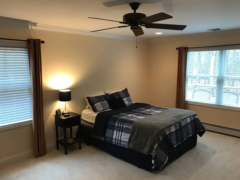 A comfortable bed and soft pillows await...