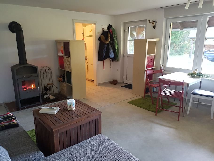 Wohnraum mit Kamin